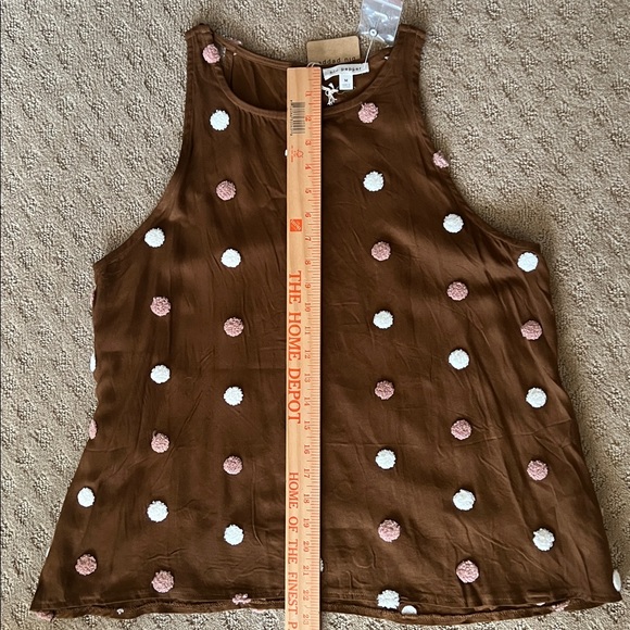 NEW Blu Pepper Brown Pink 3D Polka Dot Women's Halter Tank Top - Picture 4 of 6